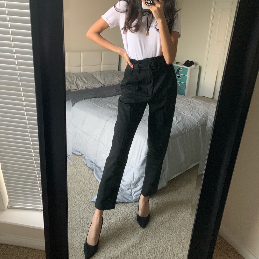 Zara black paper bag trousers